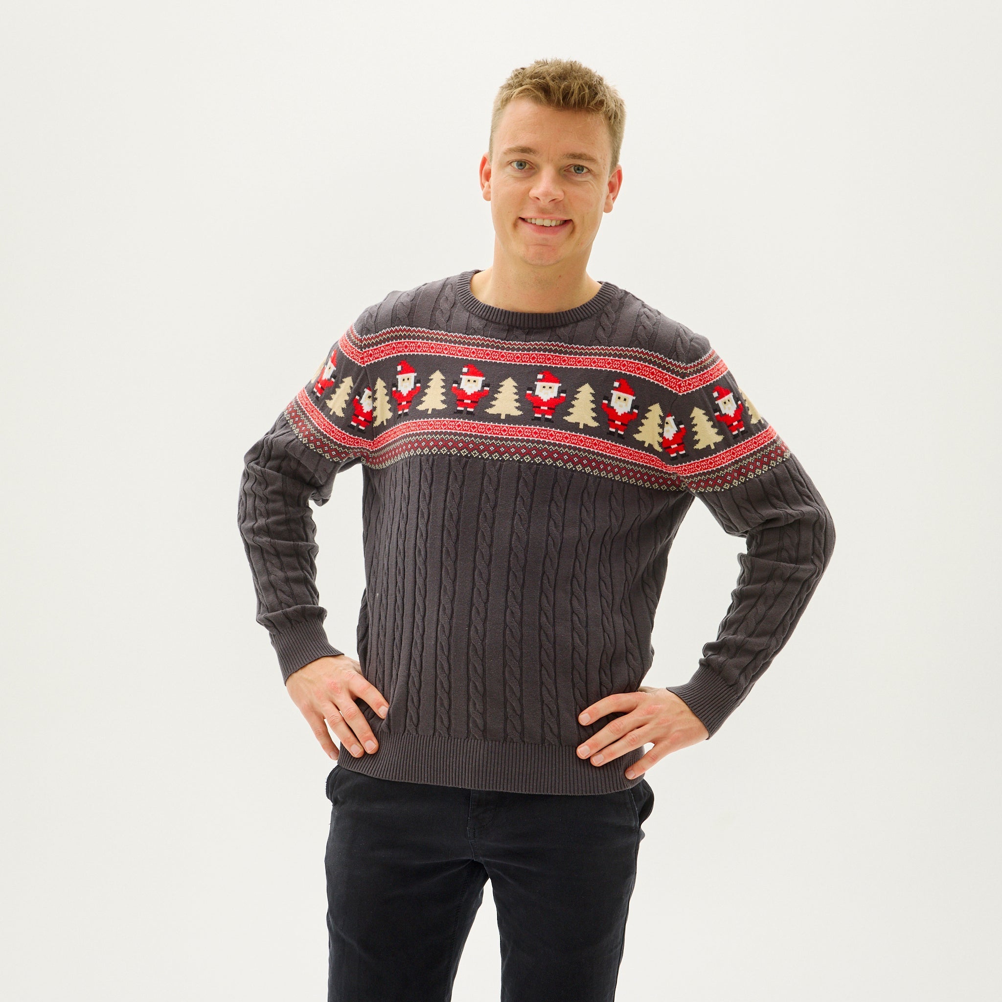 Santa's Cable Knit Sweater - Heren.